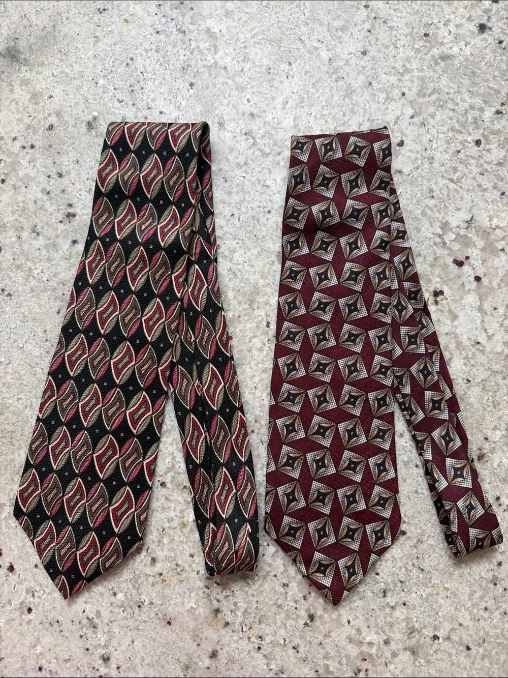 Vintage Givenchy Men’s Tie Bundle Red Geometric Print 100% Silk